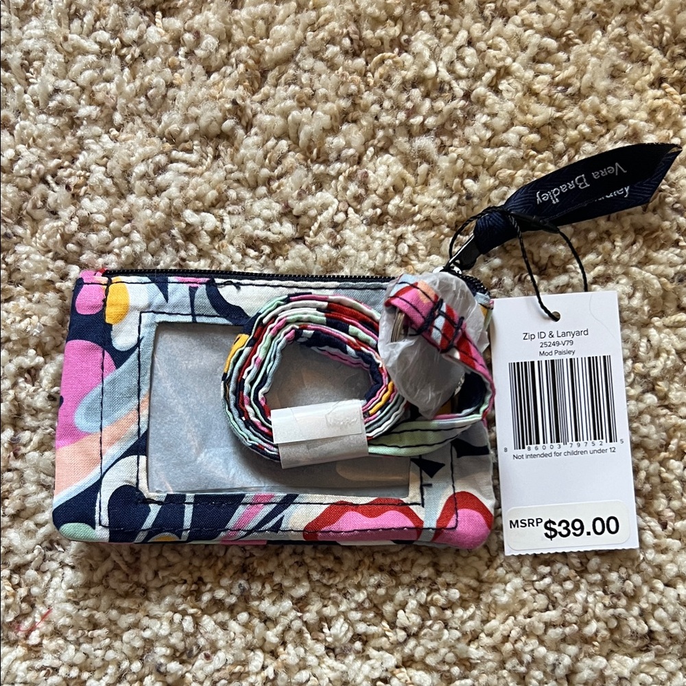 BNWT Vera Bradley ZIP ID & Lanyard - Mod Paisley